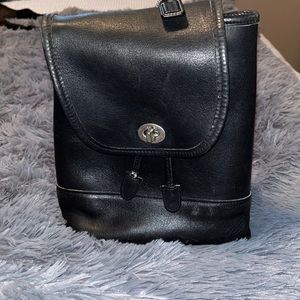 Coach vintage black leather backpack. Great shape.